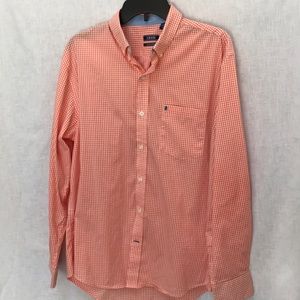 Izod Men’s Orange/White Checkered Pattern Shirt